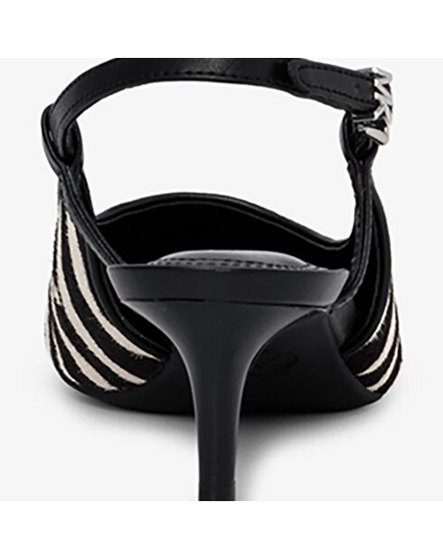 Slingbacks en Cuir Doreen noir/blanc - Talon 5.1 cm