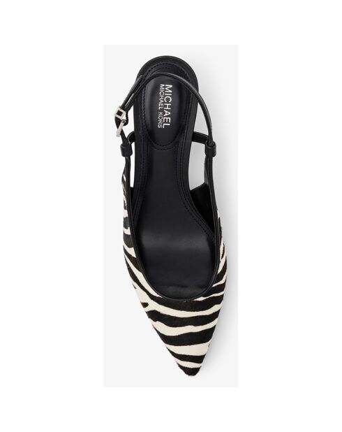 Slingbacks en Cuir Doreen noir/blanc - Talon 5.1 cm