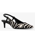Slingbacks en Cuir Doreen noir/blanc - Talon 5.1 cm