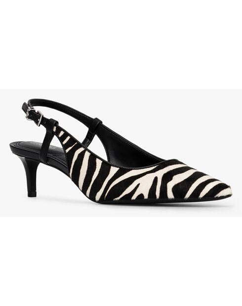 Slingbacks en Cuir Doreen noir/blanc - Talon 5.1 cm