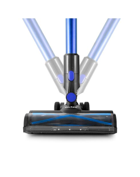 Aspirateur Balai Sans Fil Smart avec brosse PET bleu/noir - 26x24x110 cm