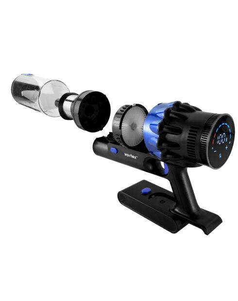 Aspirateur Balai Sans Fil Smart avec brosse PET bleu/noir - 26x24x110 cm