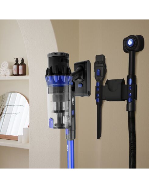Aspirateur Balai Sans Fil Smart avec brosse PET bleu/noir - 26x24x110 cm