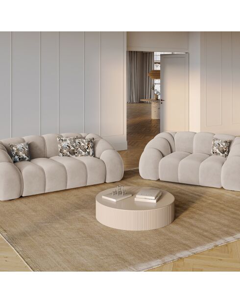 Canapé Velours Lyna 2 Places beige - 180x114x72 cm