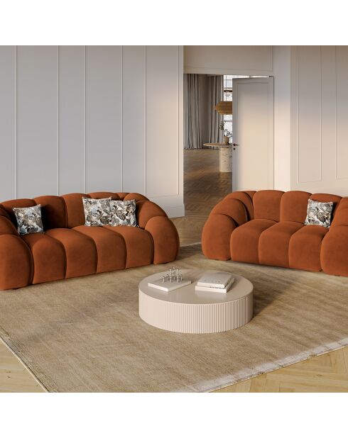Canapé Velours Lyna 2 Places terracotta - 180x114x72 cm