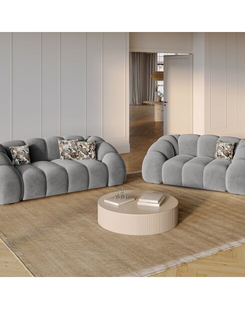 Lyna 2-Sitzer-Sofa aus grauem Samt, 180 x 114 x 72 cm