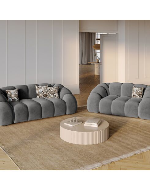 Lyna 2-Sitzer-Samtsofa Dunkelgrau - 180x114x72 cm