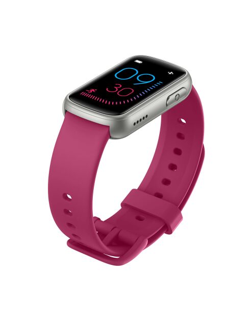 Montre connectée - Edition Bélissima avec bracelet en silicone framboise