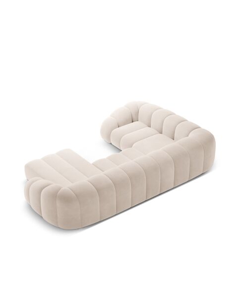 Canapé Panoramique (Côté Droit) Velours Lyna 6 Places beige - 355x225x72 cm