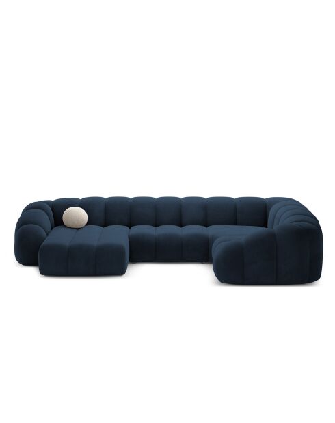 Panorama-Sofa (rechte Seite) Velvet Lyna 6-Sitzer Königsblau — 355 x 225 x 72 cm