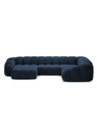 Canapé Panoramique (Côté Droit) Velours Lyna 6 Places bleu roi - 355x225x72 cm