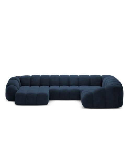 Canapé Panoramique (Côté Droit) Velours Lyna 6 Places bleu roi - 355x225x72 cm