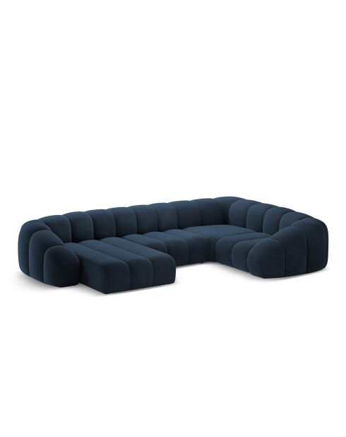 Canapé Panoramique (Côté Droit) Velours Lyna 6 Places bleu roi - 355x225x72 cm