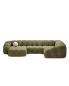 Canapé Panoramique (Côté Droit) Velours Lyna 6 Places vert - 355x225x72 cm