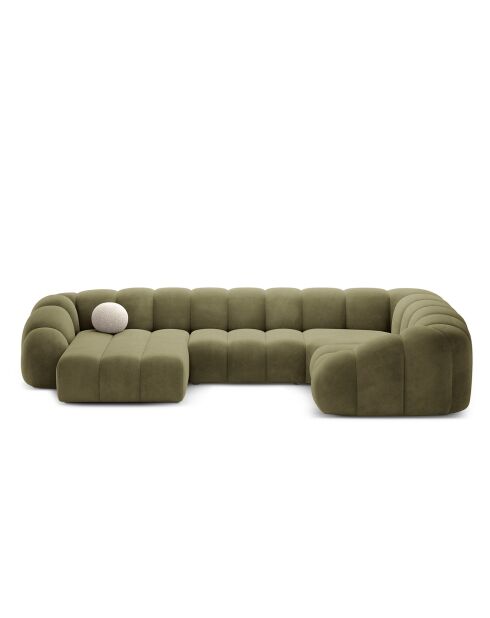Panorama-Sofa (rechte Seite) Velvet Lyna 6-Sitzer Grün - 355x225x72 cm