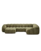 Canapé Panoramique (Côté Droit) Velours Lyna 6 Places vert - 355x225x72 cm