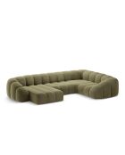 Canapé Panoramique (Côté Droit) Velours Lyna 6 Places vert - 355x225x72 cm