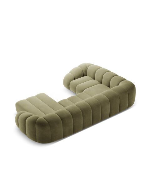 Canapé Panoramique (Côté Droit) Velours Lyna 6 Places vert - 355x225x72 cm
