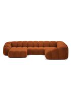 Canapé Panoramique (Côté Droit) Velours Lyna 6 Places terracotta - 355x225x72 cm