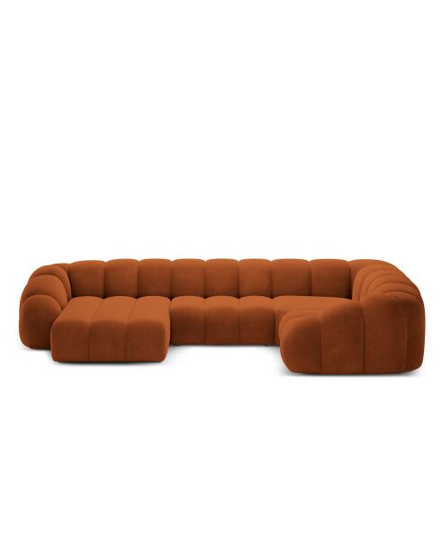 Panorama-Sofa (rechte Seite) Velvet Lyna 6-Sitzer Terrakotta — 355 x 225 x 72 cm