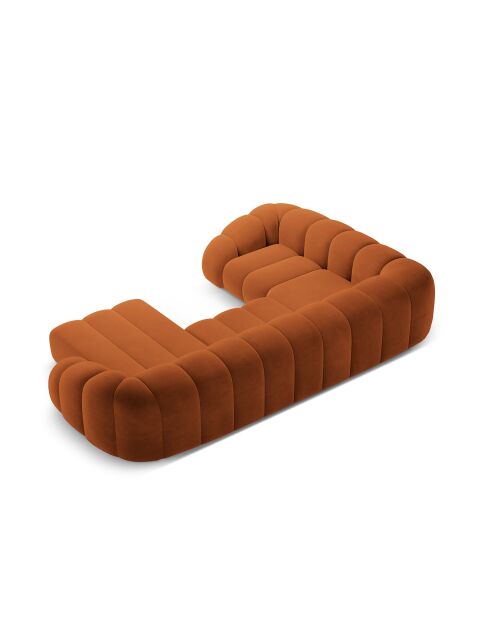 Panorama-Sofa (rechte Seite) Velvet Lyna 6-Sitzer Terrakotta — 355 x 225 x 72 cm