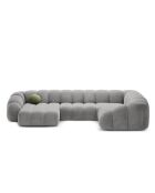 Canapé Panoramique (Côté Droit) Velours Lyna 6 Places gris - 355x225x72 cm