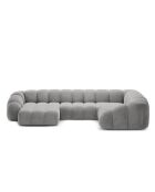Canapé Panoramique (Côté Droit) Velours Lyna 6 Places gris - 355x225x72 cm