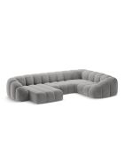 Canapé Panoramique (Côté Droit) Velours Lyna 6 Places gris - 355x225x72 cm