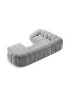 Canapé Panoramique (Côté Droit) Velours Lyna 6 Places gris - 355x225x72 cm