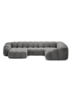 Canapé Panoramique (Côté Droit) Velours Lyna 6 Places gris foncé - 355x225x72 cm