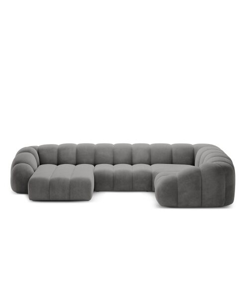 Panorama-Sofa (rechte Seite) Velvet Lyna 6-Sitzer Dunkelgrau - 355x225x72 cm