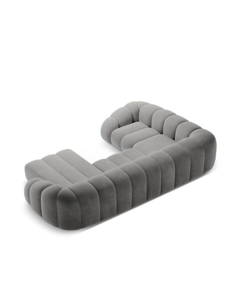 Canapé Panoramique (Côté Droit) Velours Lyna 6 Places gris foncé - 355x225x72 cm