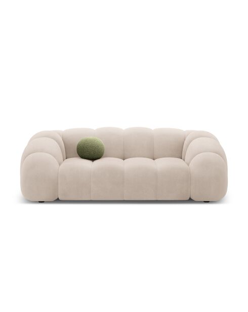Canapé Velours Lyna 3 Places beige - 212x114x72 cm