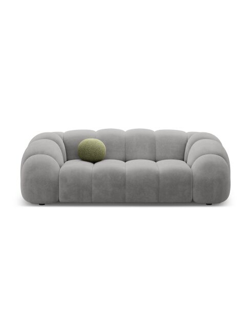 Canapé Velours Lyna 3 Places gris - 212x114x72 cm