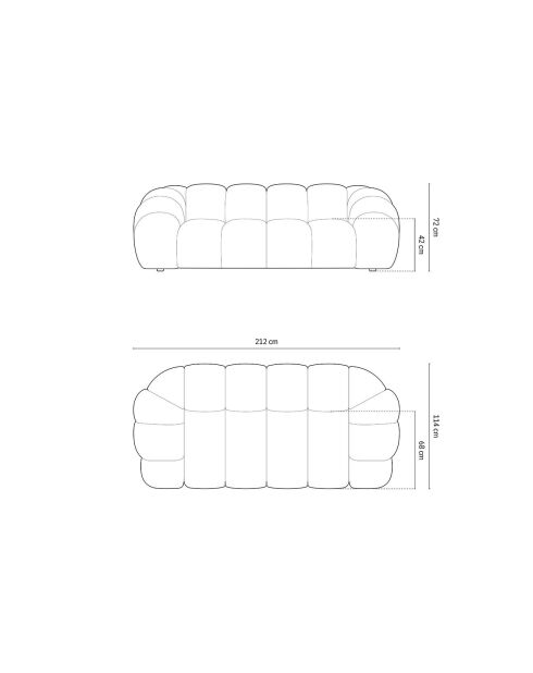 Lyna 3-zitsbank van groen fluweel - 212x114x72 cm