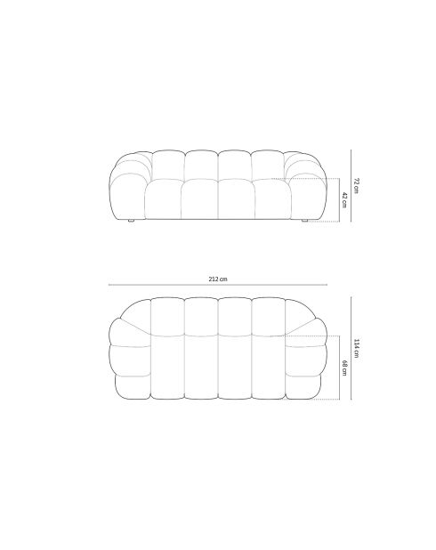 Lyna 3-Sitzer-Sofa aus dunkelgrauem Samt — 212 x 114 x 72 cm