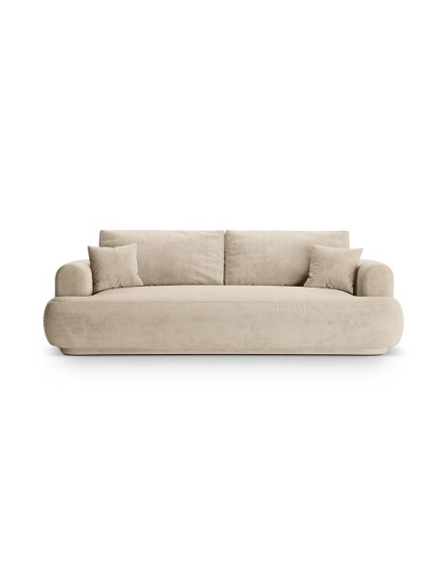 Canapé Velours Convertible Avec Coffre Adriana 3 Places beige clair - 253x108x94 cm