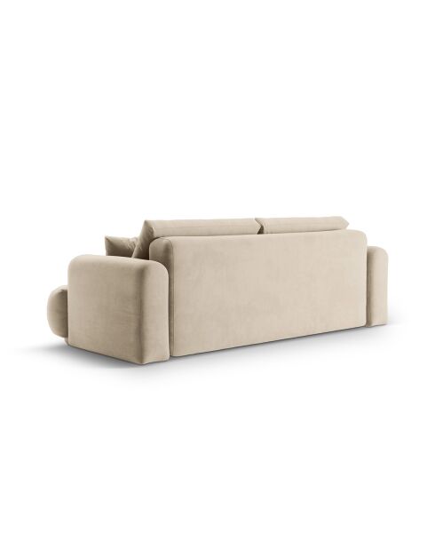 Canapé Velours Convertible Avec Coffre Adriana 3 Places beige clair - 253x108x94 cm