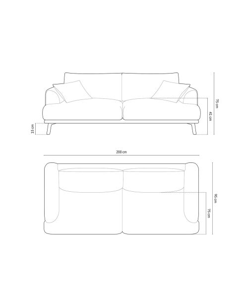 Canapé Margot 3 Places beige - 200x95x75 cm