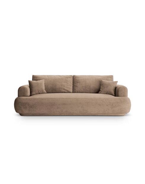 Canapé Velours Convertible Avec Coffre Adriana 3 Places beige foncé - 253x108x94 cm