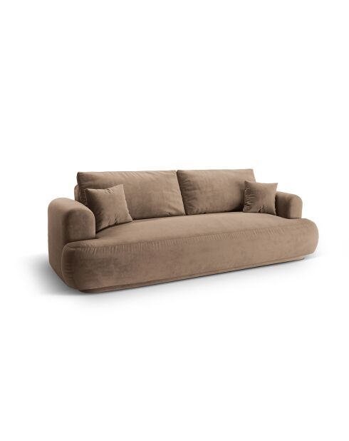 Canapé Velours Convertible Avec Coffre Adriana 3 Places beige foncé - 253x108x94 cm