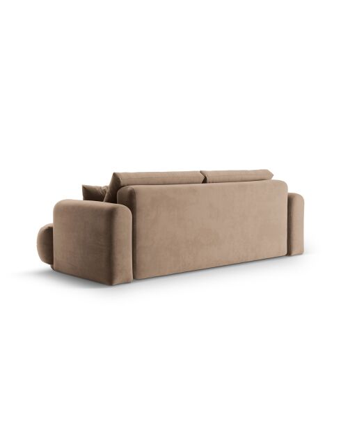Canapé Velours Convertible Avec Coffre Adriana 3 Places beige foncé - 253x108x94 cm