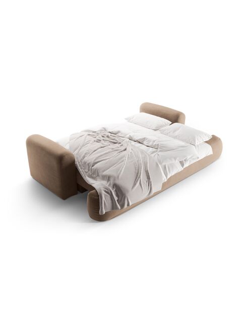 Canapé Velours Convertible Avec Coffre Adriana 3 Places beige foncé - 253x108x94 cm