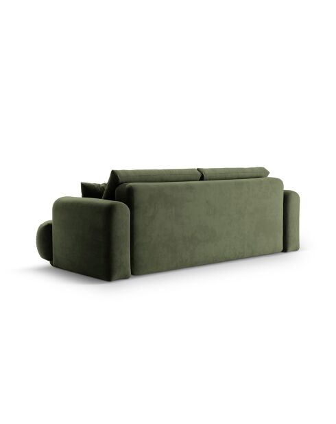 Canapé Velours Convertible Avec Coffre Adriana 3 Places vert - 253x108x94 cm