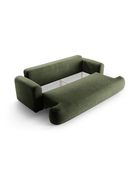 Canapé Velours Convertible Avec Coffre Adriana 3 Places vert - 253x108x94 cm