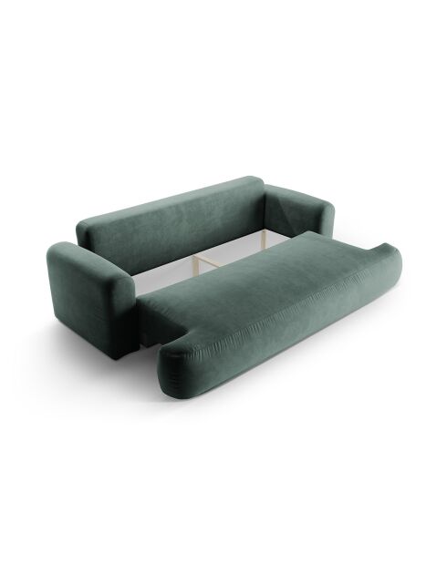 Canapé Velours Convertible Avec Coffre Adriana 3 Places pétrole - 253x108x94 cm