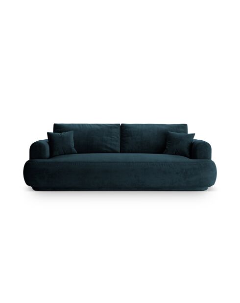 Canapé Velours Convertible Avec Coffre Adriana 3 Places pétrole profond - 253x108x94 cm