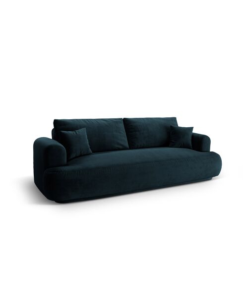 Canapé Velours Convertible Avec Coffre Adriana 3 Places pétrole profond - 253x108x94 cm
