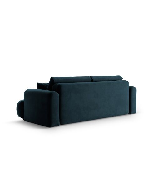 Canapé Velours Convertible Avec Coffre Adriana 3 Places pétrole profond - 253x108x94 cm
