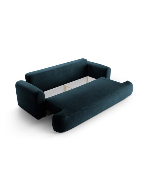 Canapé Velours Convertible Avec Coffre Adriana 3 Places pétrole profond - 253x108x94 cm